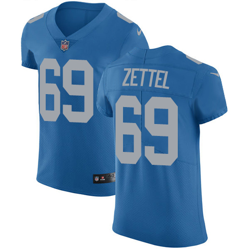 Nike Lions #69 Anthony Zettel Blue Throwback Men's Stitched NFL Vapor Untouchable Elite Jersey